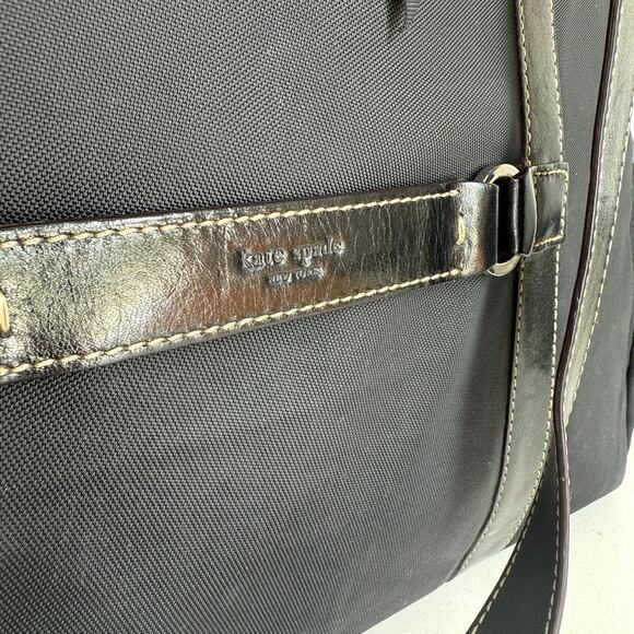 KATE SPADE Large Shoulder Tote Black Nylon Leather Trim Modern Chic Minimalist - Picture 3 of 9